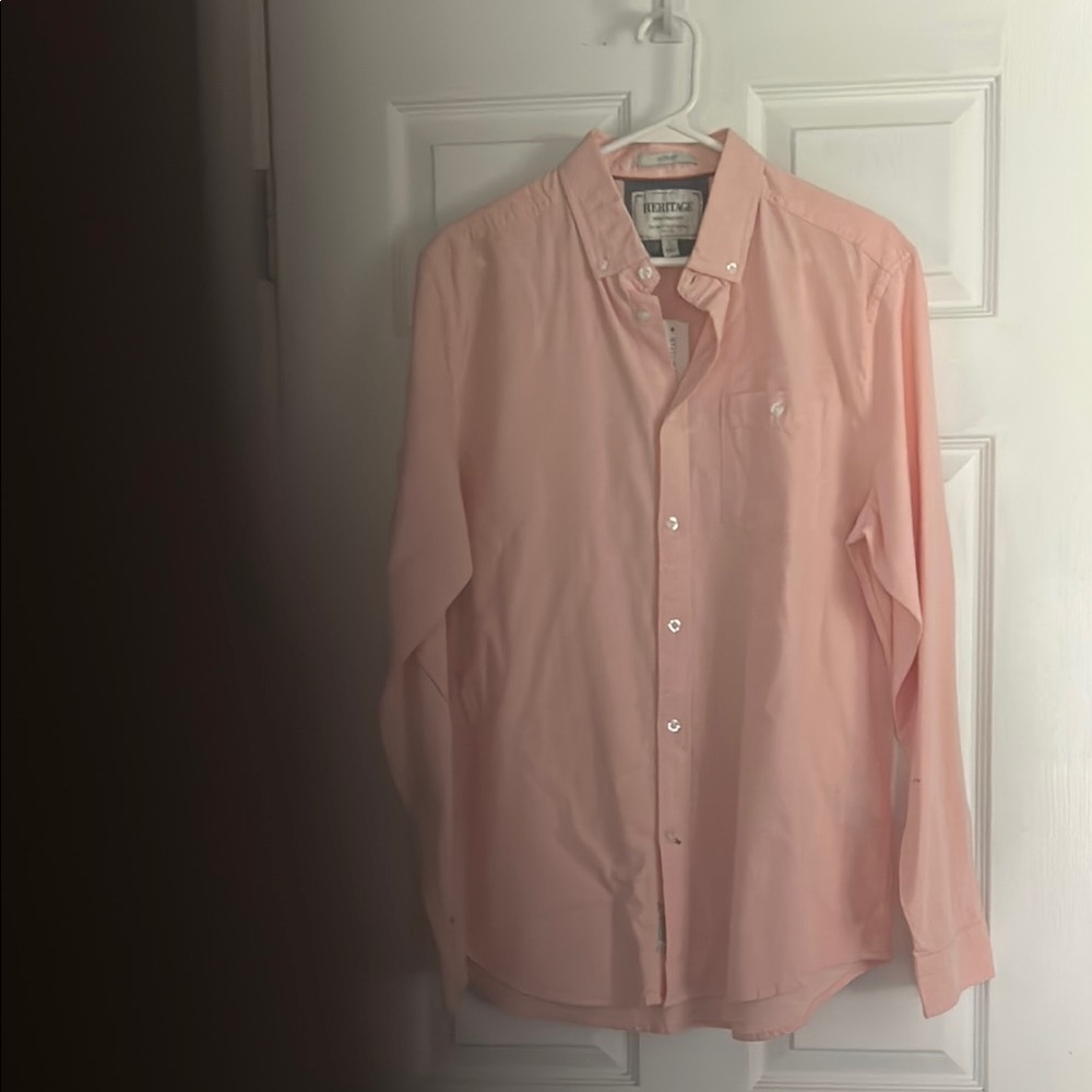 Men's Salmon/Peach Button-Down Shirt